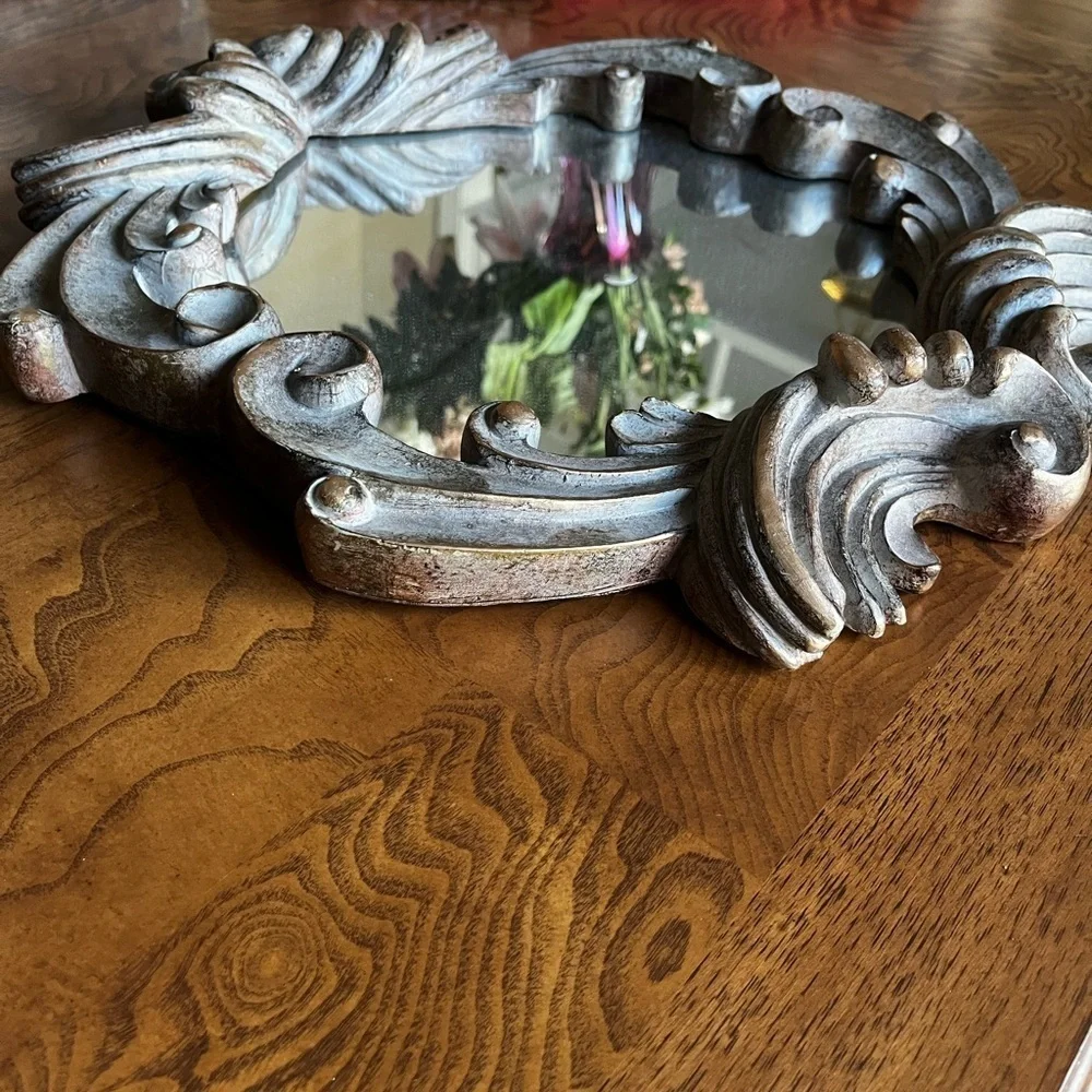 Elegant Gold Ornate Wall Mirror 14.5”x15.5”